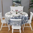 thumbnail image 2 of Blue Floral and Petal Pattern Round Tablecloth 60"x60",Wrinkle Wipeable Table Cloth for Kitchen Dining Room Picnic Patio Party, 2 of 6