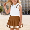 thumbnail image 2 of xfsWaSs Little Girls Clothes Toddler Outfit Sleeveless Polo Shirt Summer Tank Tops Pleated Skirt 2 Piece Set Preppy Style Kids Clothing Sets 4-5 Years, 2 of 7