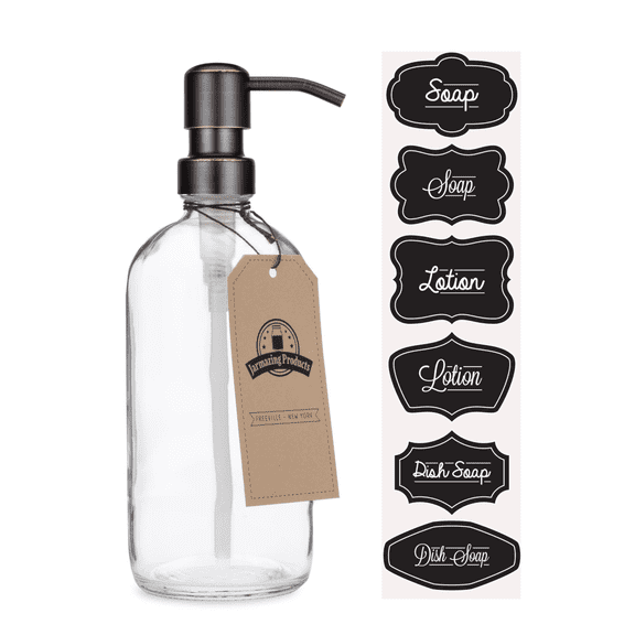 Clear Glass Pint Jar Soap and Lotion Dispenser with Metal Pump (Orb)