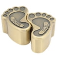 thumbnail image 2 of Caja de almacenamiento de metal con forma de pie, soporte para dientes de bebé con 2 tapas para el crecimiento de los niños, colección de joyas de regalo conmemorativo (pátina verde), 2 of 5