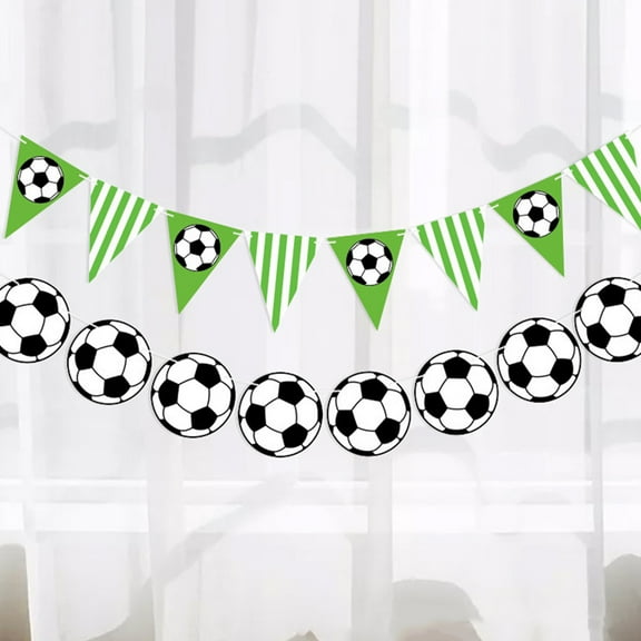 Hemoton 4pcs Soccer Pennant Banner Soccer Party Decorations Triangle Football Flags For Birthday Sports Events Wall Hanging