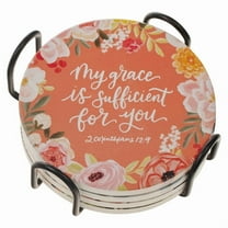 Christian Art Gifts Four Piece Decorative Inspirational Scripture Coaster Set for Women: Encouraging Bibles & Floral, (Hardcover)