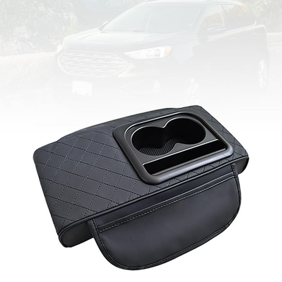 Colaxi Car Armrest Cushion Car Armrest Cover with 2 Storage Cup Holder Middle Console Protector Arm Rest Pad for Suvs Vehicles Black