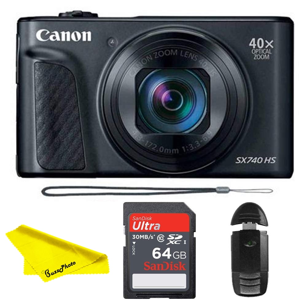 Canon PowerShot SX740 HS Digital Camera (Black) with 64 GB Memory Card