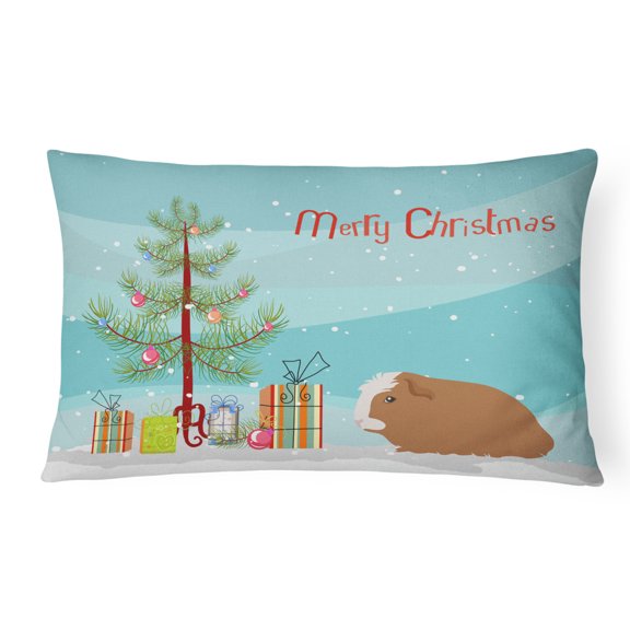 Carolines Treasures CK4440PW1216 Crested Guinea Pig Merry Christmas Canvas Fabric Decorative Pillow, 12H x16W,