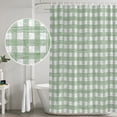 thumbnail image 5 of 66x72 Inch Shower Curtains for Bathroom, Sage Green Buffalo Check Fabric Bath Curtain Decor, Farmhouse Plaid Retro Geometric Waterproof Restroom Curtains Shower Set Accessories with 12 Hooks 66 Inch, 5 of 7