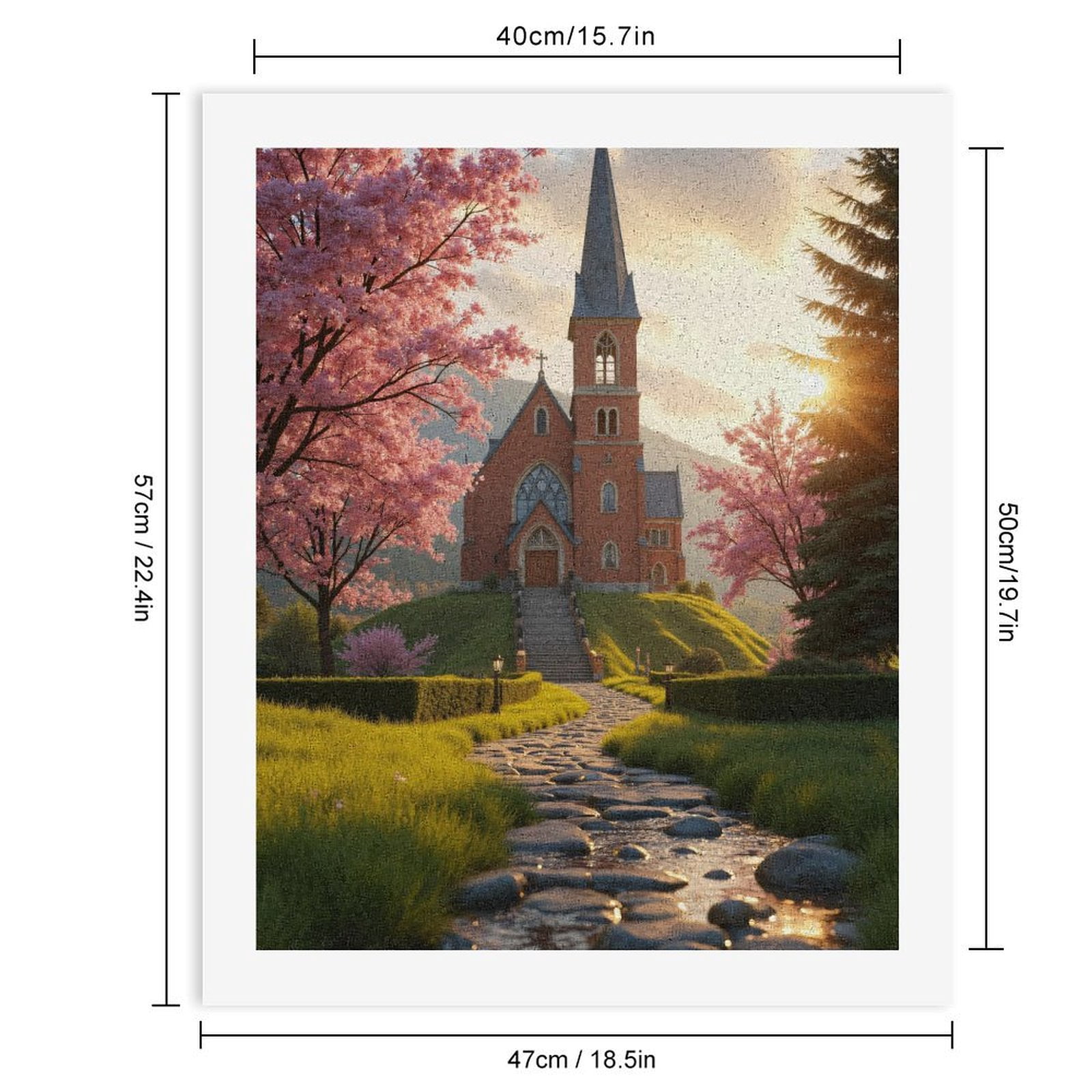 Paint By Numbers Kit for Adults Beginner - DIY Sunset Brick Chapel Pathway Canvas Painting Kits for Adults, Frameless Paint By Number for Adults for Home Wall Decor 16x20 Inch