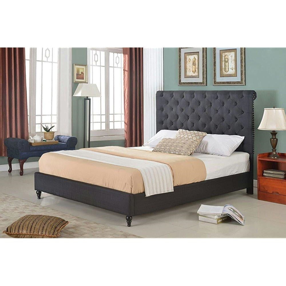 Home Life Cloth Black Linen 51 Tall Headboard Platform Bed With Departments