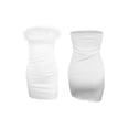 thumbnail image 5 of Coduop Women Feather Trim Off Shoulder Mini Tube Dress Strapless Party Backless Short Dress, 5 of 8