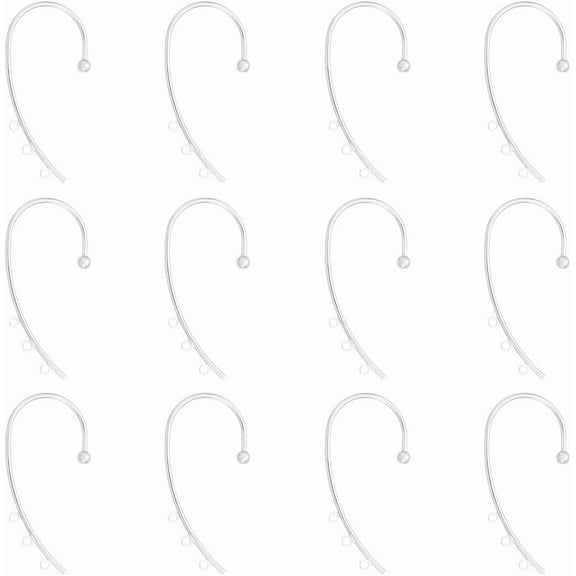 12Pcs Platinum DIY Ear Cuff Metal Earring Cuffs Tassel Ear Wrap Earring Cuffs Accessories with 3 Loop 50mm Long Ear Cuff for Non Piercing Tassel Earring Making SilverDIY