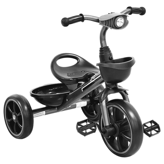 Triciclo para Niños con Luz y Sonido Ruedas EVA Soft Canastas Delantera y Trasera Soporta 25 kg 2+ Años - Gris
