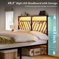 thumbnail image 6 of GUNAITO Queen Bed Frame with 48.8 " High Storage Headboard and 2 Drawers, Metal Platform Bed with LED & Charging Station, Rustic Brown, 6 of 11