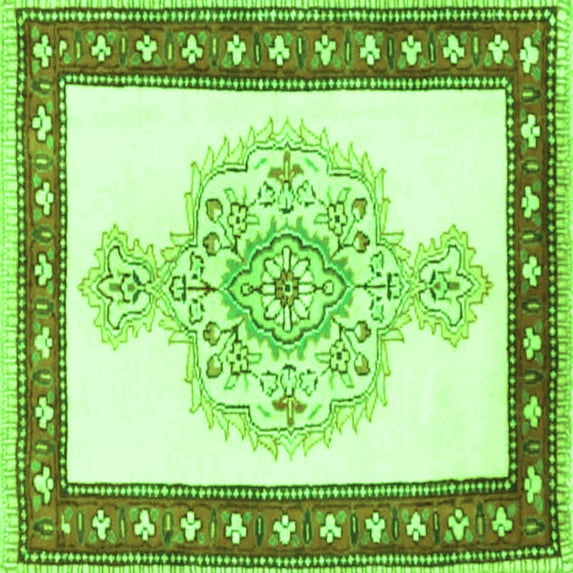 Ahgly Company Indoor Square Persian Green Traditional Area Rugs, 5' Square