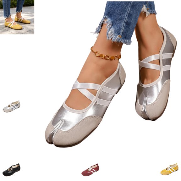 YOUYEDIAN Mray Jane Shoes Women Versatile Round Toe Slip On Fashion Cross Strap Low Heel Flats Casual Sport Outdoor Non Slip Walking Shoes