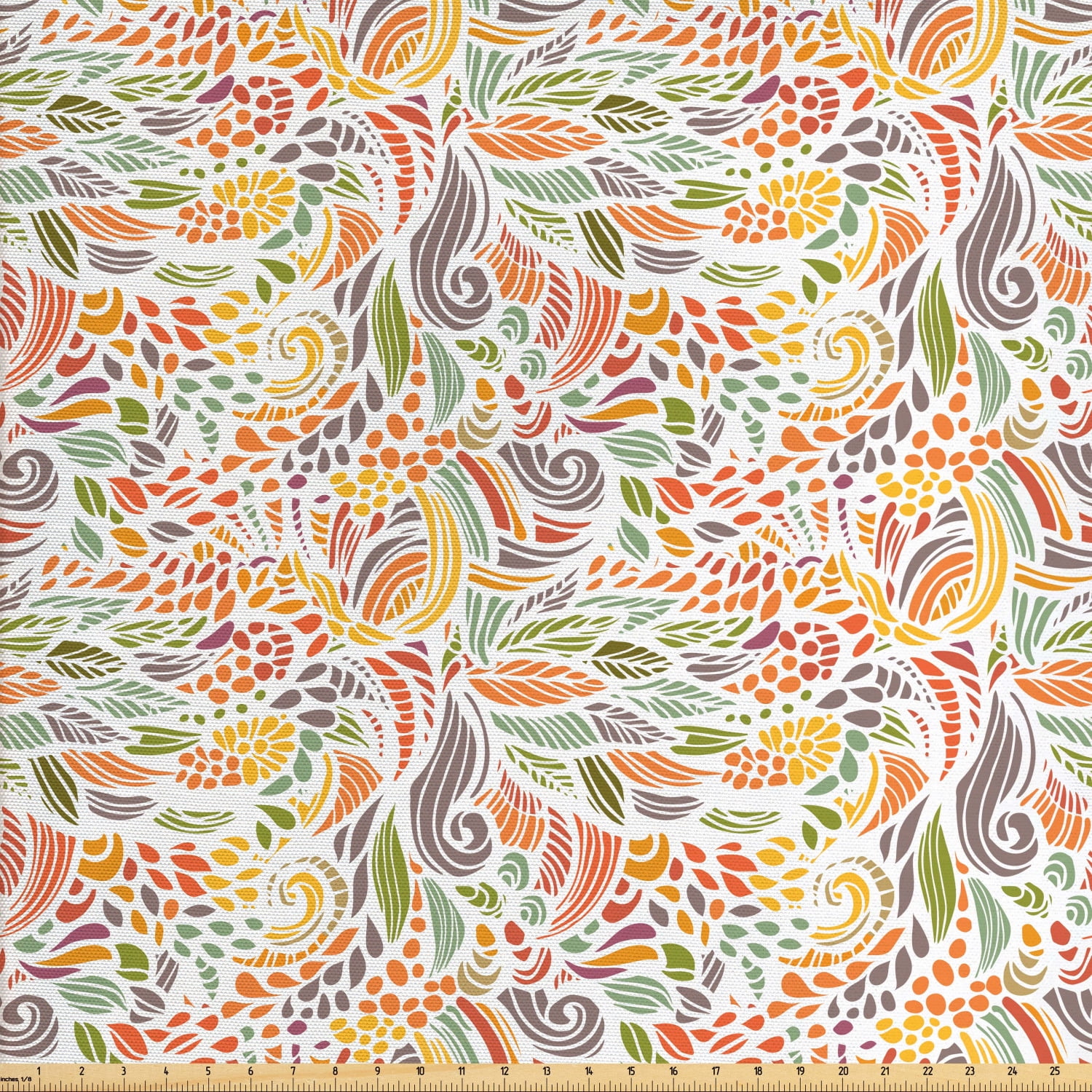 Abstract Fabric by The Yard, Tangled Colorful Design with Abstract