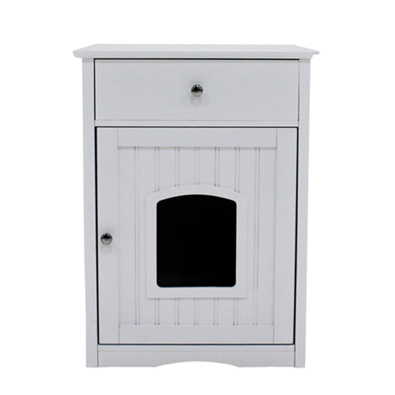 Pefilos 25" Cat Houses for Indoors, Wooden Cat Shelter Pet House, Enclosure Cat Litter Box, Hidden Toilet House, White Pefilos 25" Cat Houses for Indoors, Wooden Cat Shelter Pet House, Enclosure Cat Litter Box, Hidden Toilet House, White