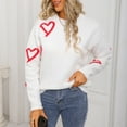thumbnail image 6 of Zedker Cute Women'S Fall Winter Heart Pattern Knitted Sweaters,Casual Long Sleeve Crewneck Pullover,Cozy Soft Comfortable Casual Tops,White,L, 6 of 8