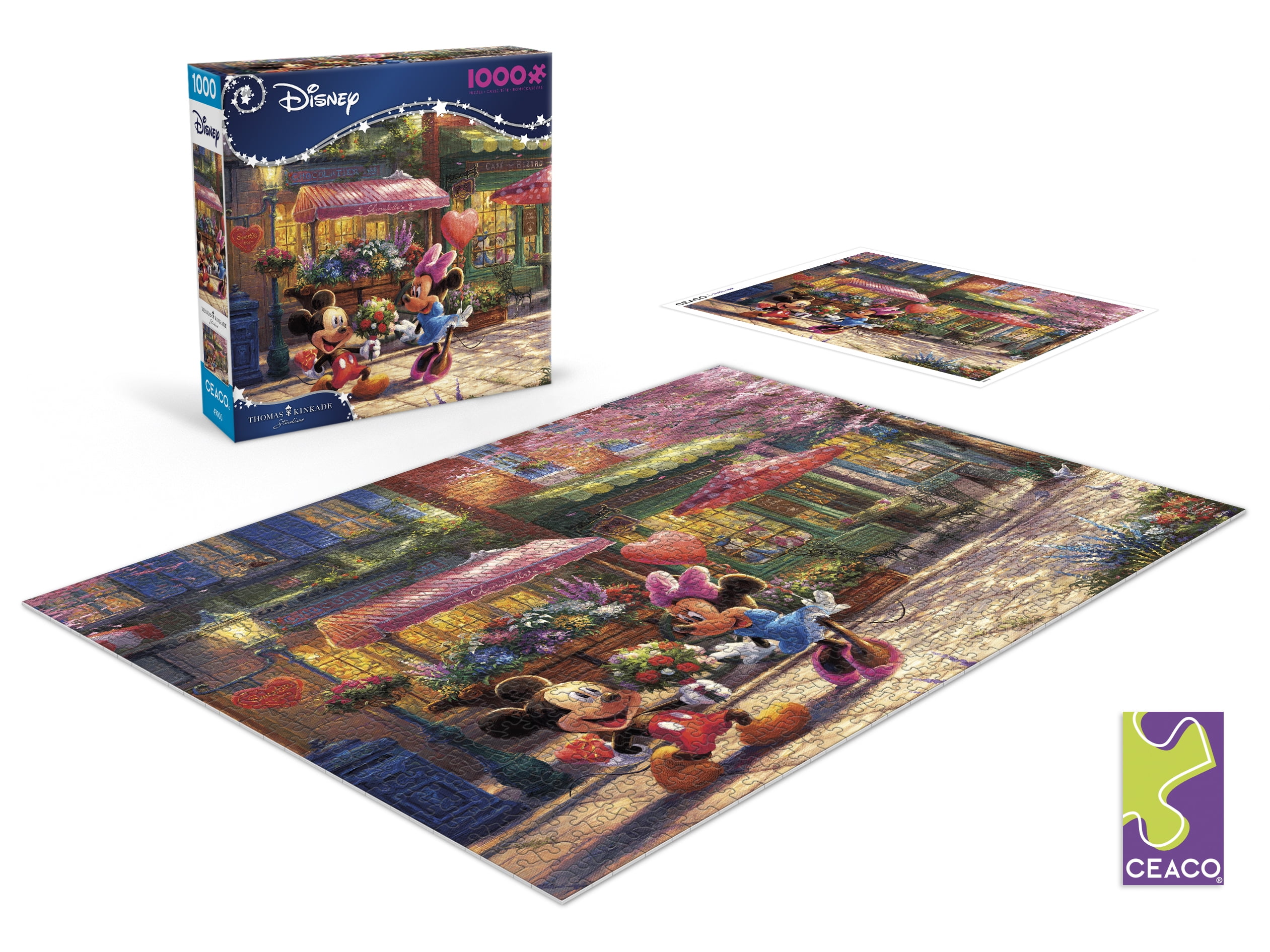 Ceaco 1000 Piece Mickey and Minnie Sweetheart Cafe Interlocking Jigsaw Puzzle