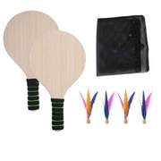 1 Set Beach Racquet Outdoor Games Wooden Racket Badminton Tennis Pingpong Beach Cricket Bat Racket Set for Adult Children (Random Handle Color)