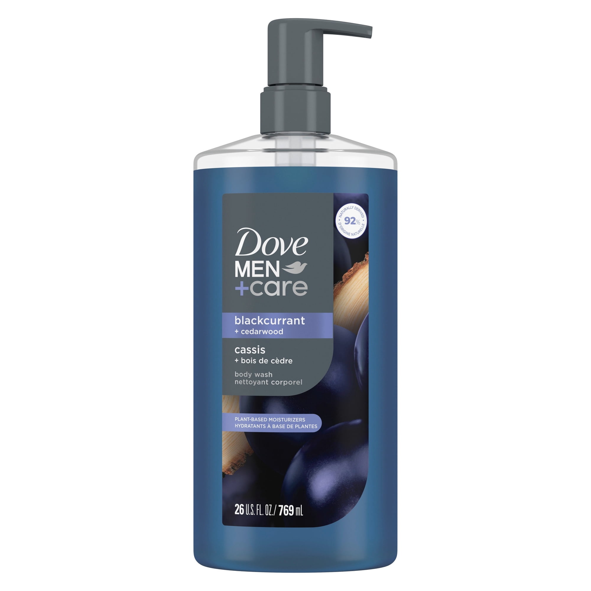 Dove Men+Care Blackcurrant + Cedarwood Moisturizing Body Wash Blackcurrant Dermatologist Body Wash For Men Sulfate Free, Paraben Free, & Dye Free , 26 fl oz