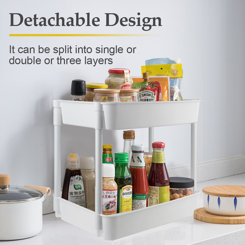 Bathroom Cart with Wheels Kitchen Small Storage 3 Tier Rack Rolling Trolleys Organizer Shelf, White