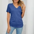 thumbnail image 4 of Workout Tops for Women V Neck Summer Casual Loose Fitting Comfy Top Tee Shirts Dailywear Short Sleeve Basic Tshirt (X-Large, Blue), 4 of 5