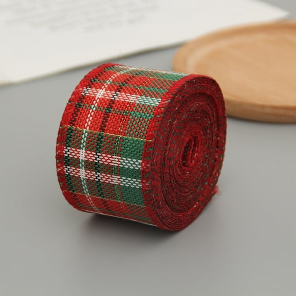 Firefly Hope 2 Inch x 10 Yard Christmas Plaid Wired Ribbon, Gingham for Big Bow, Wreath & Tree Decoration, Red Green A