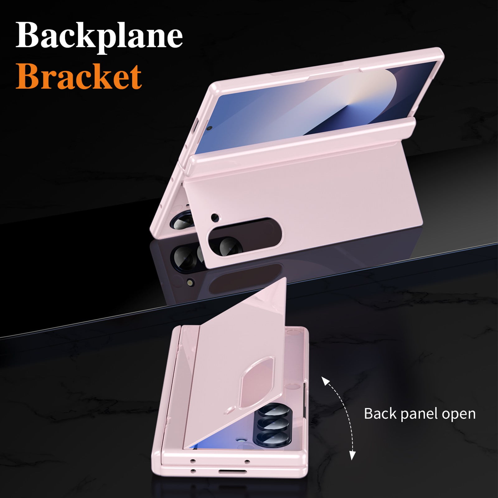 ELEHOLD Rugged Case for Samsung Galaxy Z Fold 3 Case,Built-in Screen Protector Flip Kickstand Hinge Protection Slim Full Body Protective Phone Case for Samsung Galaxy Z Fold 3,Pink