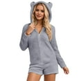 thumbnail image 1 of GPOECD Combinaison à Capuche pour Femmes Couleur Unie Manches Longues Décontractée avec Poches Pyjama Confortable Gris,TTTG, 1 of 5
