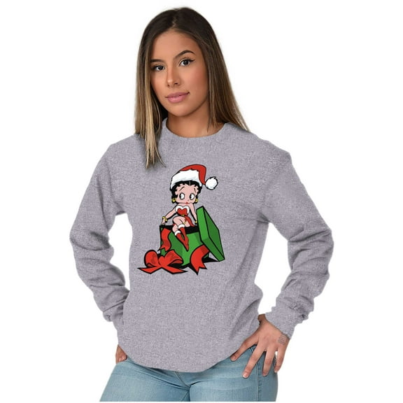 Cute Betty Boop Christmas Present Women's Long Sleeve T Shirt Brisco Brands S