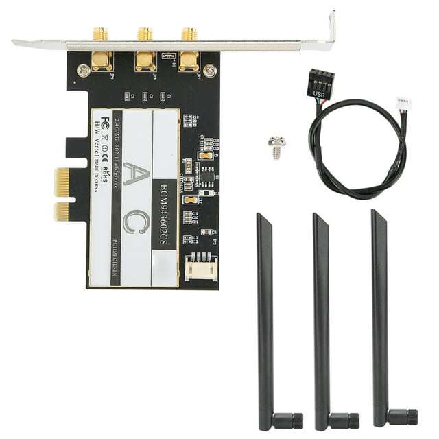 Tarjeta inalámbrica 802.11AC WiFi + para Bluetooth 4.0 Tarjeta WLAN de escritorio PCI E + 3 antenas BCM943602CS