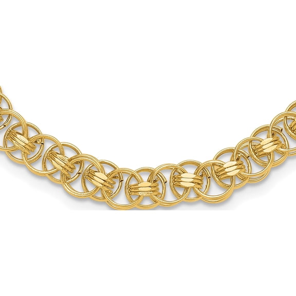 14K Yellow Gold Polished Fancy Link Necklace (Width 7.6) (Length 18) - Jbsp