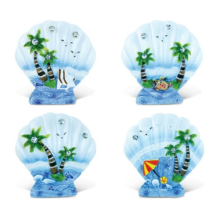 

CoTa Global Shell Refrigerator Blue Sand Magnets Set of 4 - Assorted Resin Beach Design Fun & Cute Rhinestone Sea Life Magnets For Kitchen Fridge Locker Home Decor & Office Decor Novelty - 4 Pack