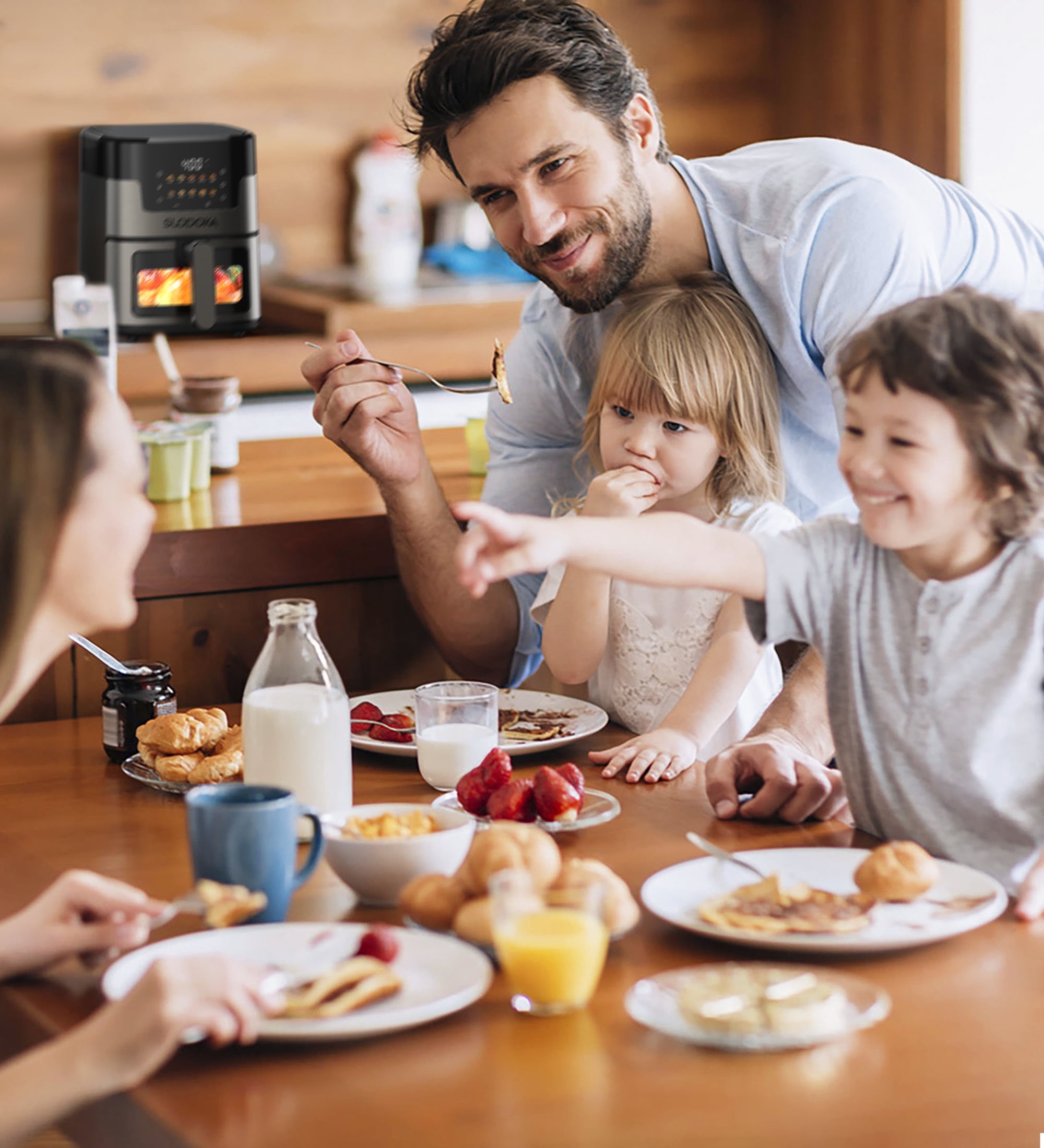 Suodoka 10 in 1 Air Fryer 6 Qt Capacity, Compact Countertop with Nonstick Basket, 400F Air Crisp