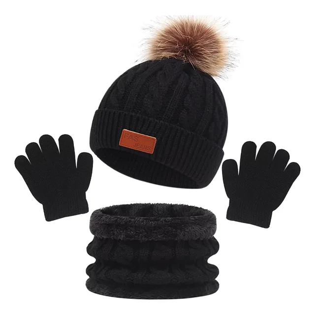 4 Conjunto Gorro De Invierno Para Niños Guantes Y Bufanda