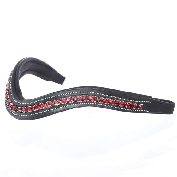Exion Horse Browband For English Bridle | Curved Shape Padded Equestrian Browband For Show & Dressage | Siam Crystal Browband For Horses