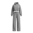 thumbnail image 5 of Maqroz Womens Two Piece Workout Sets Drop Shoulder Cropped Pullover Hoodie Sweatshirts High Waisted Wide Leg Pants Casual Athletic Matching Sweatsuits for Rigorous Gym Routines, 5 of 5