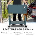 thumbnail image 2 of Permasteel 80-Qt Party Cooler with Divider, Removable Basin, Chills 36hrs, Serving Tray, Rolling Steel Ice Chest for Indoor & Outdoor, Matte Teal, 2 of 13