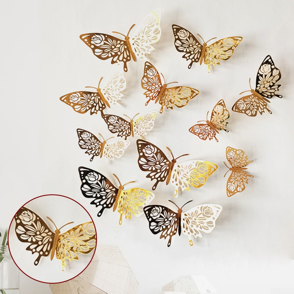 Download 12pcs 3d Butterfly Wall Stickers Decals Home Decoration Shop Wedding Craft Art Walmart Com Walmart Com