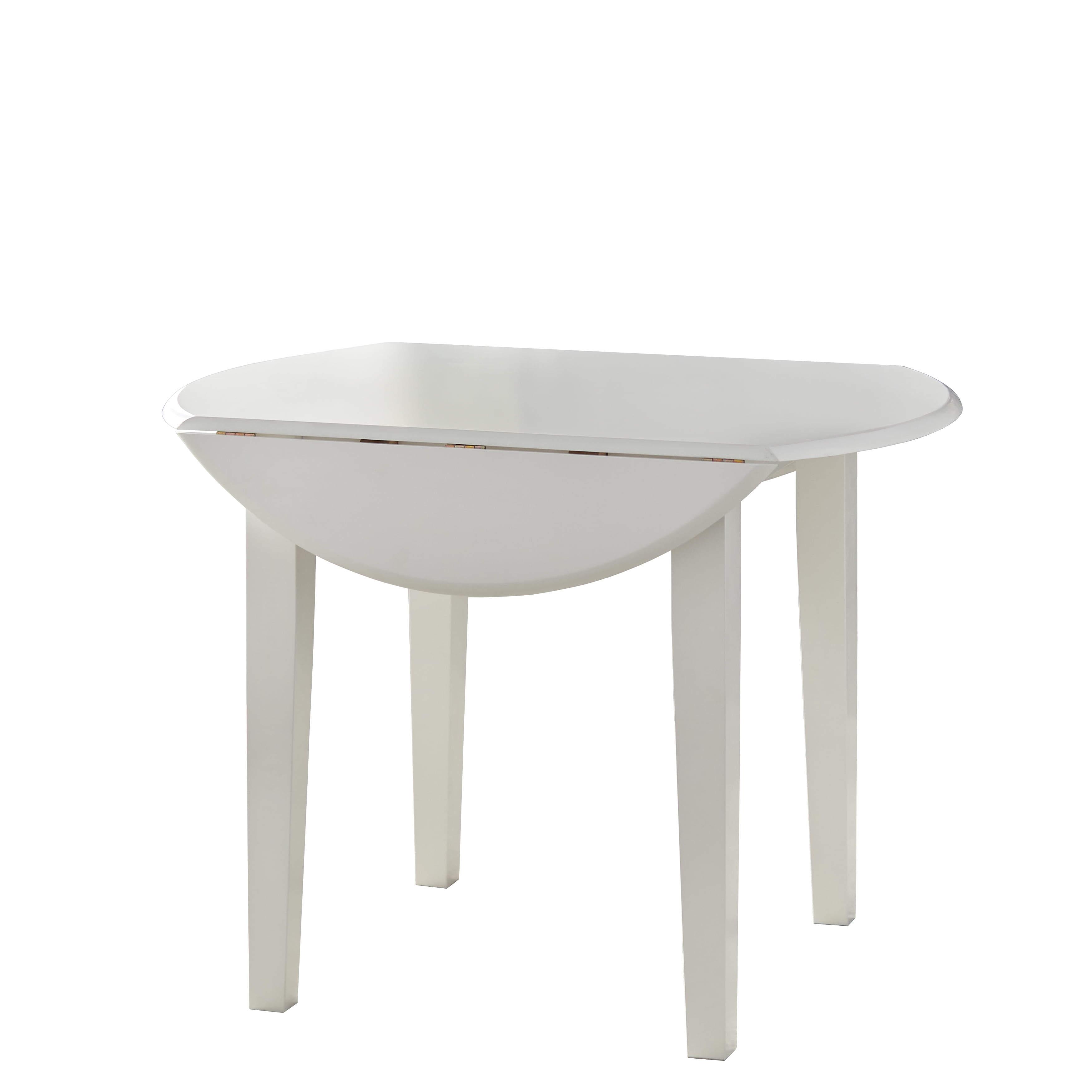 TMS Chadwick 40” Round Solid Wood Drop Leaf Dining Table, White