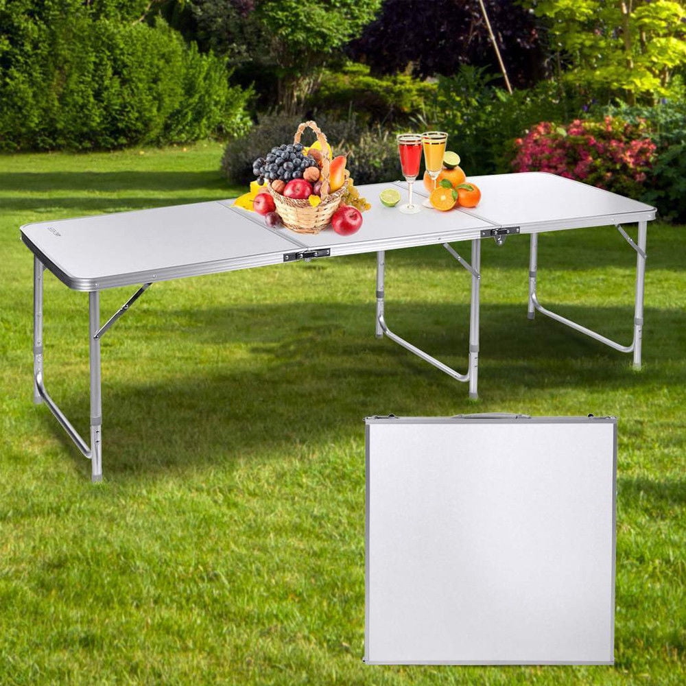 PORTABLE  6FT ADJUSTABLE ALUMINIUM FOLDING TABLE GARDEN CAMPING CATERING PARTY 