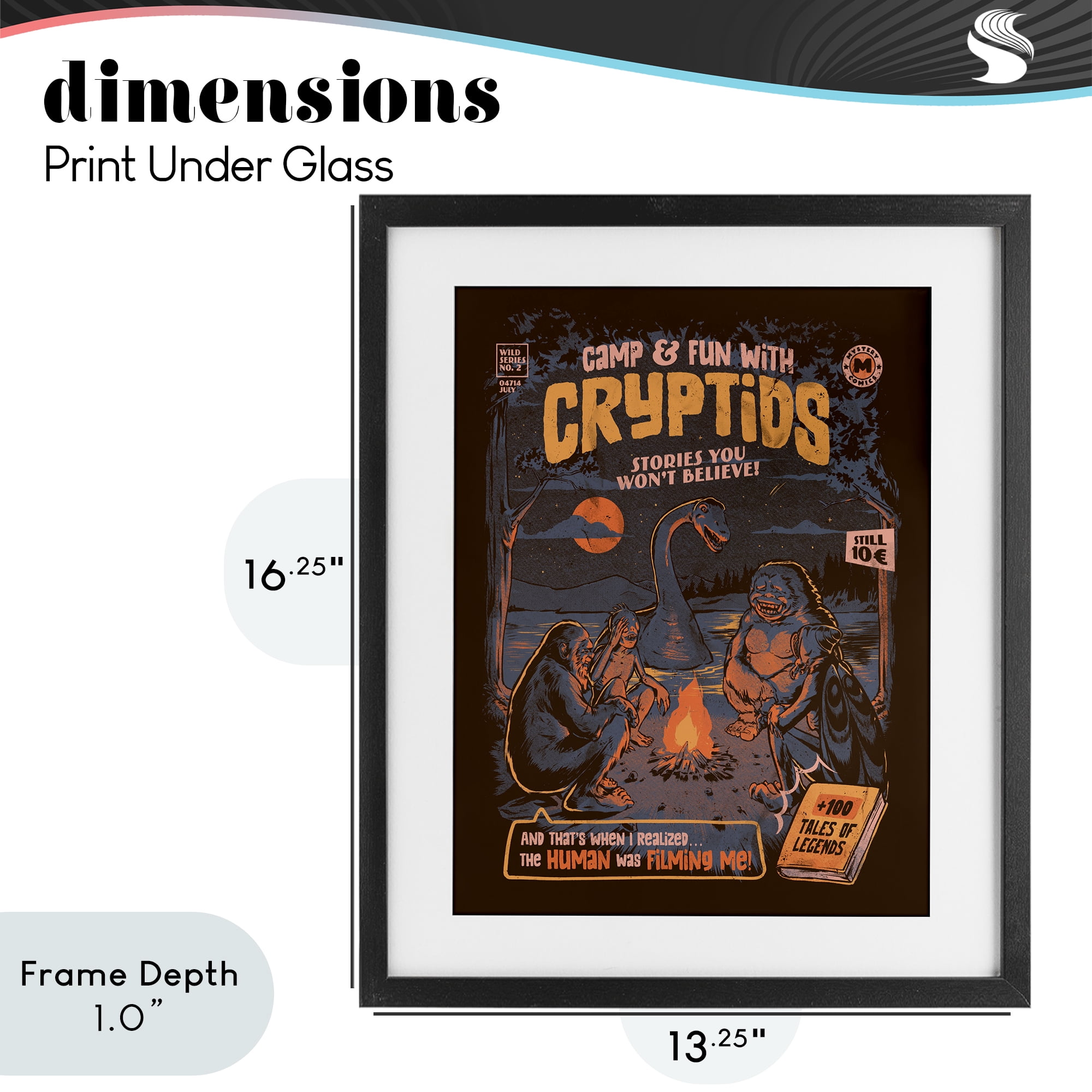 Stupell Industries Cryptid Camp Humor Black Framed Print Under Glass, design by EduEly Designs