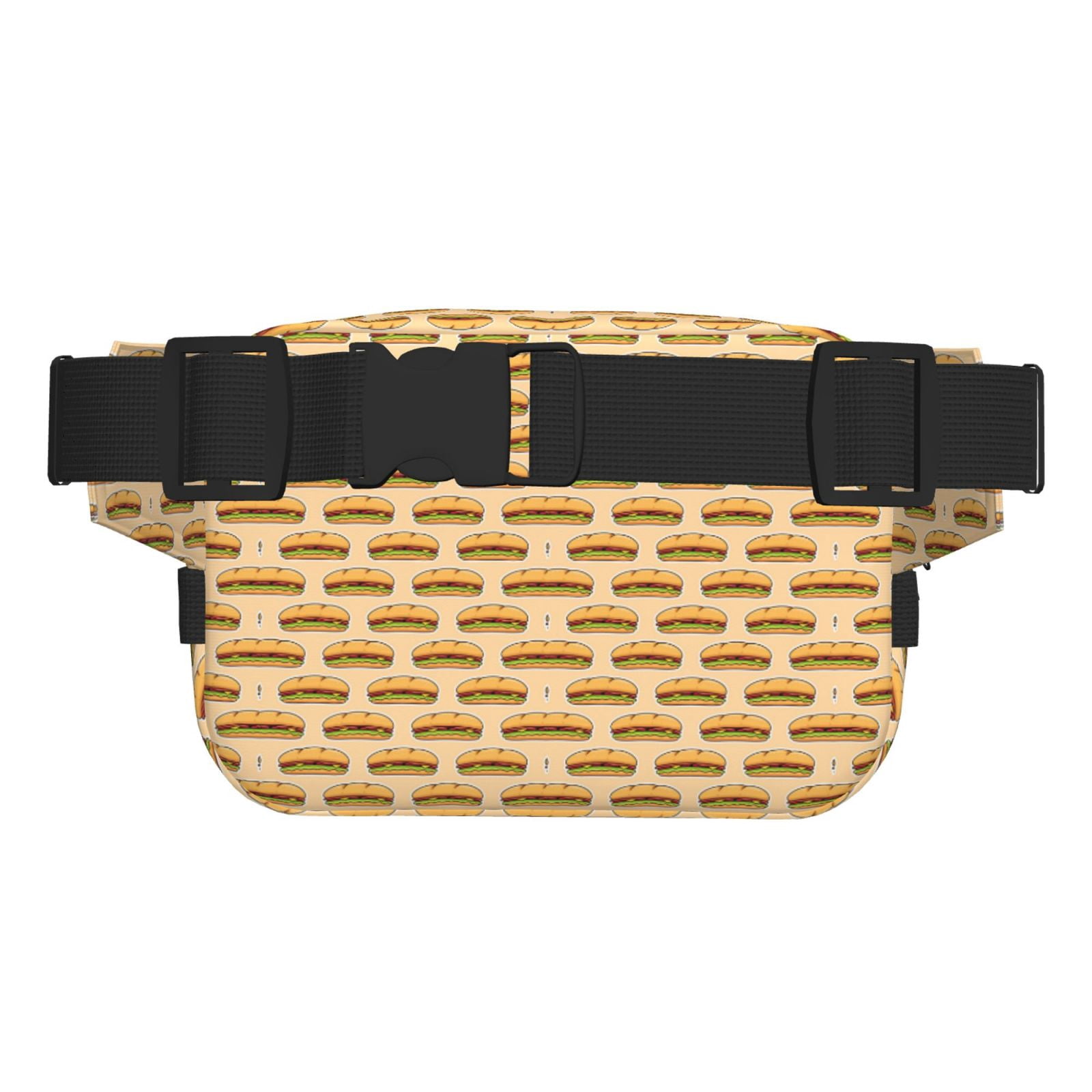 Picia Submarine Sub Sandwich Print Square Double-Layer Waist Bag Mini Adjustable Waist Belt Bag Exercise Running Travel Hiking