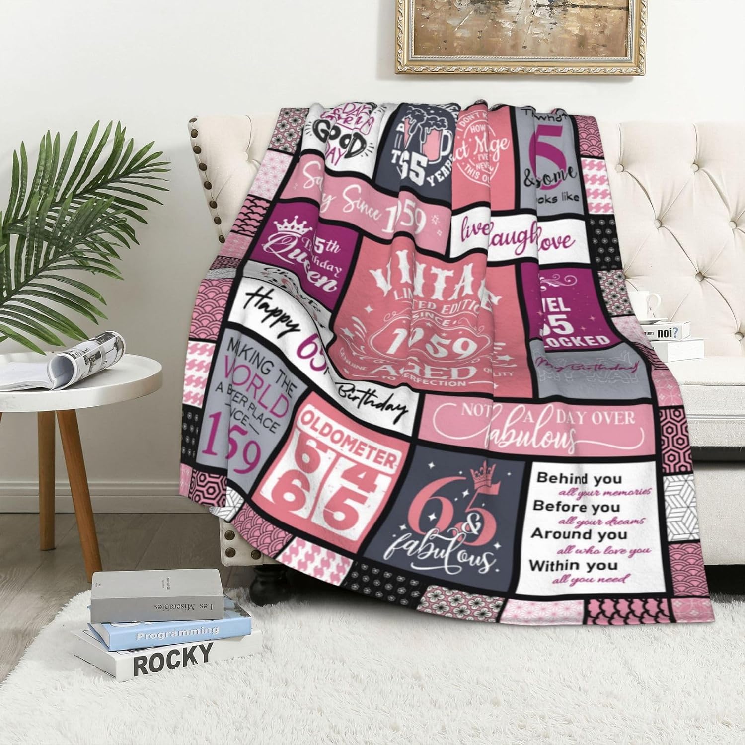 65th Birthday Gifts for Women Blanket 60"x 50", 65 Year Old Birthday Gifts for Women, Gifts for 65 Year Old Woman, 1959 Birthday Gifts for Women, 65th Birthday Gifts for Her
