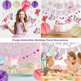 thumbnail image 6 of Purple Birthday Decorations - Purple Happy Birthday Banner with Honeycomb Ball, Butterflies Hanging Swirl Streamer, Circle Dot Garland Decoration - Birthday Party Decoration for Women Girl, 6 of 6