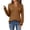 Coffee, variant on ManxiVoo Women's V Neck Lightweight Crochet Knit Pullover Long Sleeve Ribbed Casual Sweater Fall Fashion Top L Size Beige
