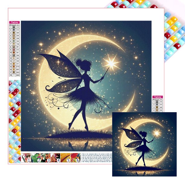 5D DIY Cuentas Cuadradas Completas Hada Silueta Kit Arte 35x35cm