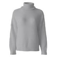 thumbnail image 3 of DuoJiaJ Women Sweaters Turtleneck Pullover Knit Oversized Long Sleeve Tops Loose Winter Outwear Women Trendy Clothes Gray S, 3 of 3