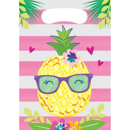 Club Pack Of 96 Pink And Yellow Pineapple Printed Decorative Loot