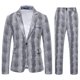 thumbnail image 4 of RKSTN 2PC Men's Tuxedo Suits Turndown Collar Single Breasted Button Printed Dress Suit Set Mens Oversized Lapel Slim Fits Print Blazer Jacket and Pant 2 Piece Set Wedding Performance Prom Dress Set, 4 of 9